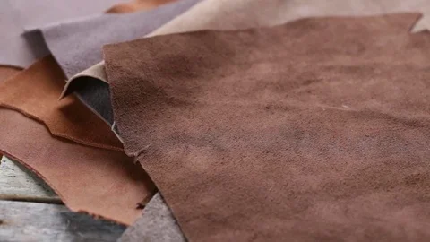 Assortment brown  leather Stock Footage 72396642