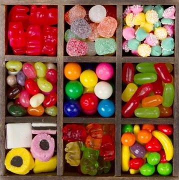 Assortment of candy for a background Stock Photos