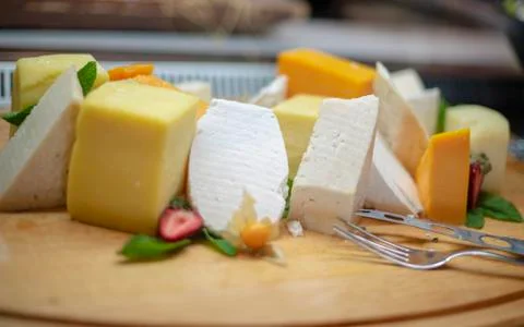 Assortment of cheese on the buffet Stock Photos