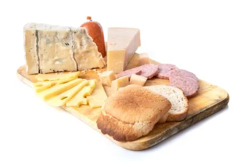 Assortment of cheese. Composition of different varieties of cheese with bread Stock Photos