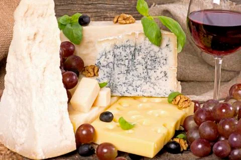 Assortment of cheese Stock Photos