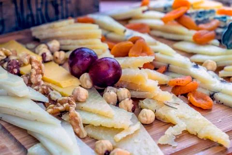 Assortment of chesses for buffet party 스톡 사진