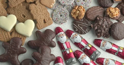 Assortment of Christmas sweets on a table. Stock Footage 284278937