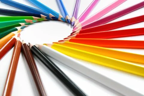 Assortment of colored pencils Stock Photos