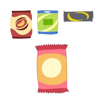 Assortment of colorful snack pack packaging illustration Stock Illustration