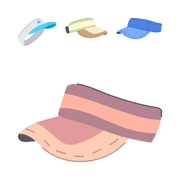 Assortment of colorful visor caps for sun protection Stock Illustration