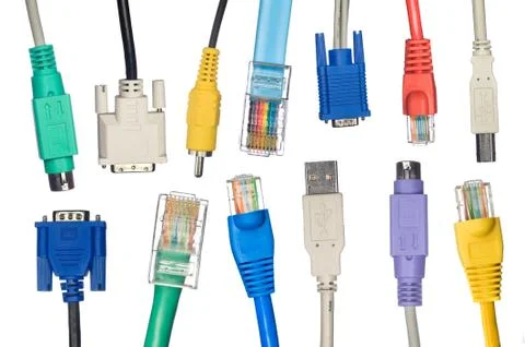 Assortment of computer cables Stock Photos