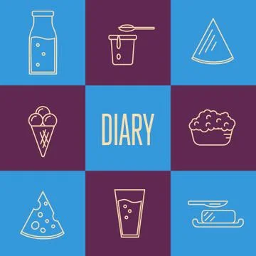 Assortment of dairy products, square composition Stock Illustration