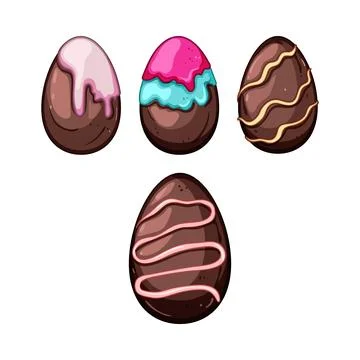 Assortment of decorated chocolate easter eggs Stock Illustration
