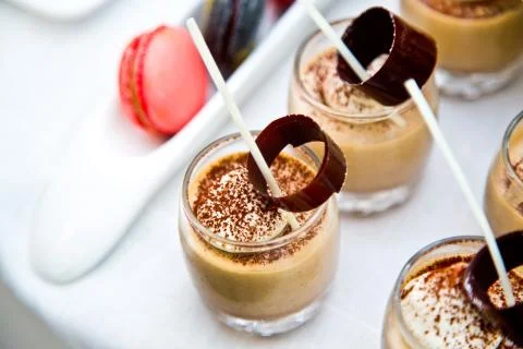 Assortment of dessert drinks 库存照片