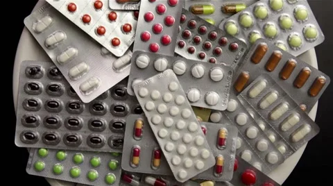 Assortment of different pill containers Stock-Footage 7130242