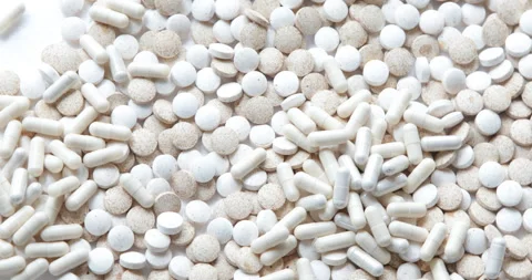 Assortment of different pills Stock Footage 312781110