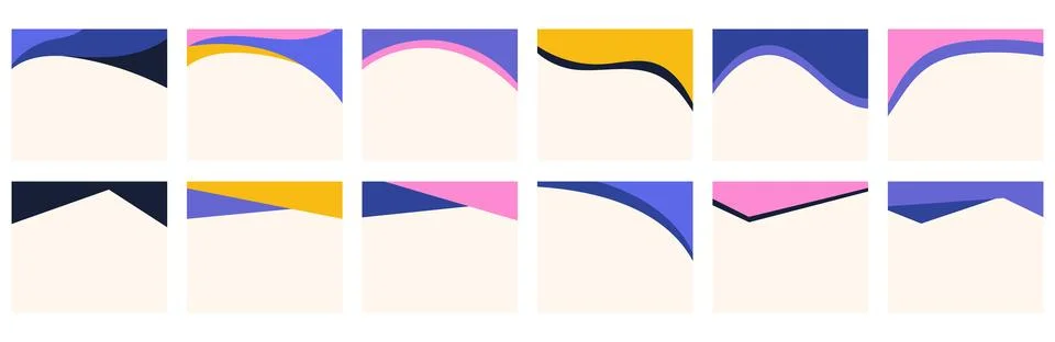 Assortment of different shapes for headers or footers on square posts or webs Stock Illustration