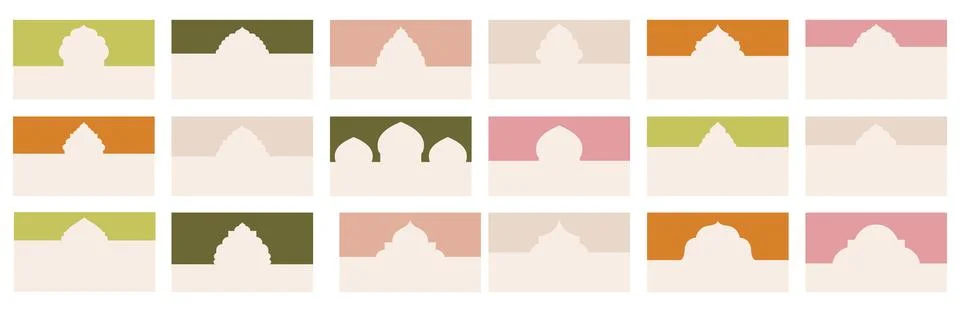Assortment of diverse geometric forms for website headers or footers adorned Stock Illustration