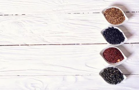 Assortment of dry tea Stock Photos