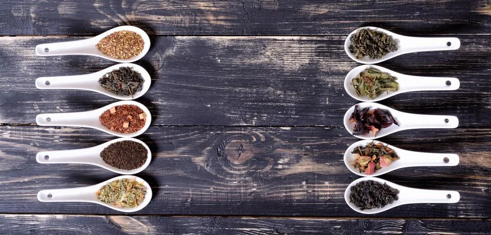 Assortment of dry tea Stock Photos
