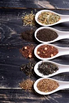 Assortment of dry tea Stock Photos