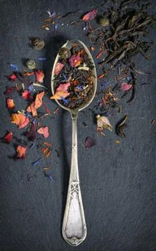 Assortment of dry tea Stock Photos