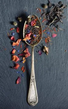 Assortment of dry tea Stock Photos