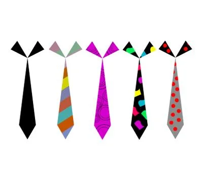 Assortment of five neckties Stock Illustration