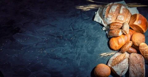 Assortment of fresh baked bread Stock Photos