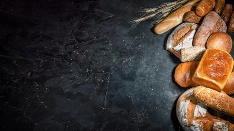 Assortment of fresh baked bread Stock Photos