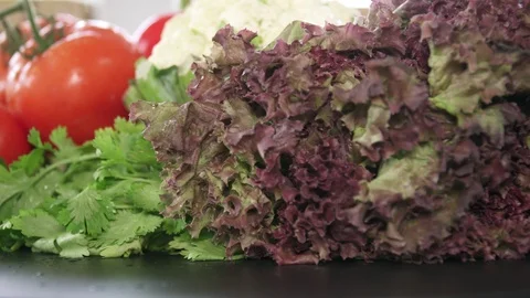 Assortment of Fresh Raw Vegetables Including Tomatoes, Cucumber, Cauliflower Video stock 93615646
