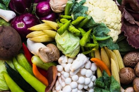 Assortment of fresh vegetables close up Foto stock