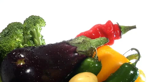 Assortment of fresh vegetables rotate in frame Stock Footage 46371571