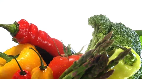 Assortment of fresh vegetables rotate in frame Stock Footage 46371572