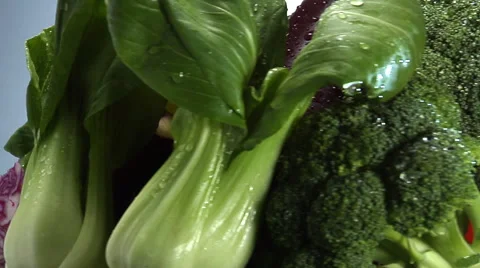 Assortment of fresh vegetables rotate in frame Stock Footage 46586085