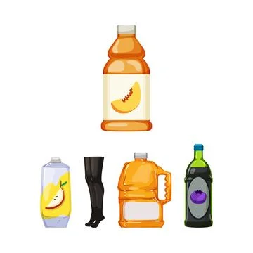 Assortment of fruit juice and liquid containers Stock Illustration