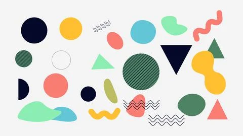 Assortment of hand-drawn abstract shapes and doodles in pastel colors Stockillustratie