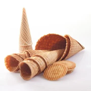 Assortment of icecream cones and cornets Stock Photos