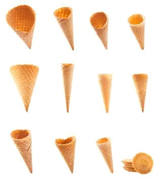 Assortment of icecream cones and cornets Stock Photos