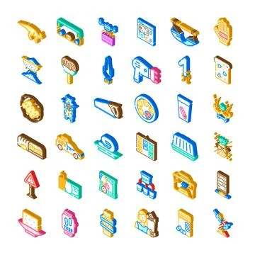 Assortment of isometric vector icons for various concepts Stock Illustration