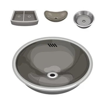 Assortment of kitchen and bathroom sinks for interior design Stock Illustration