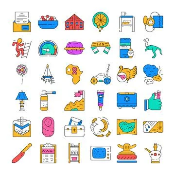 Assortment of linear graphic design icons Stock Illustration