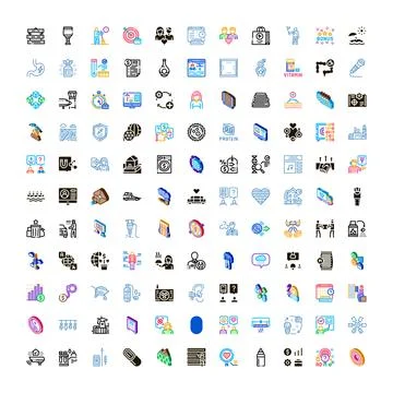 Assortment of linear icon set exploring various concepts 스톡 일러스트