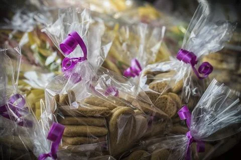 Assortment of packed cookies Stock Photos
