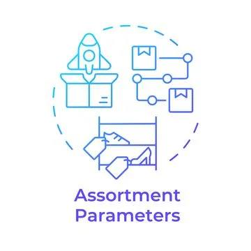 Assortment parameters blue gradient concept icon Stock Illustration