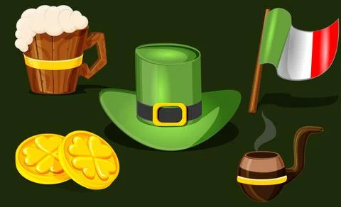 Assortment of patricks day elements in beautiful design Stock Illustration