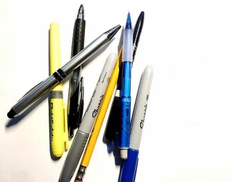 Assortment of pens. Stock Photos
