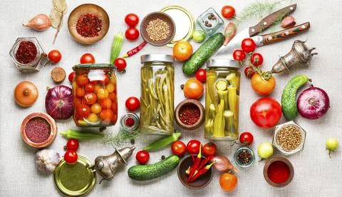 Assortment of pickled vegetable Stock Photos