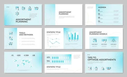 Assortment planning key principles presentation template set Stock Illustration