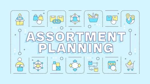 Assortment planning light blue word concept Stock Illustration