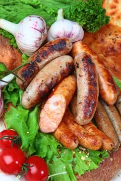 Assortment of sausages for grilling Stock Photos