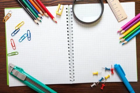 Assortment of school items Stock Photos