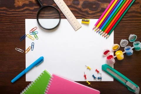 Assortment of school items Stock Photos