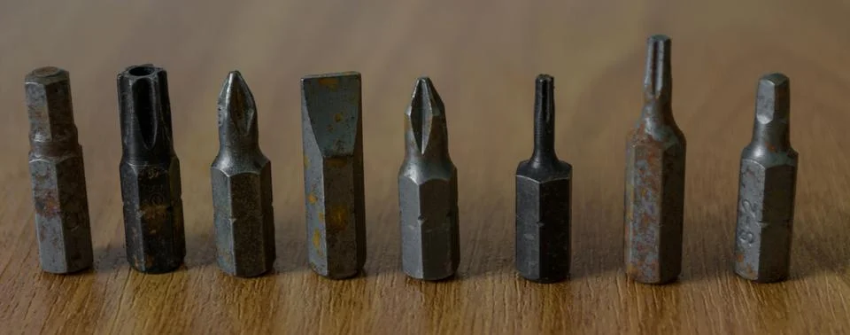 An assortment of screwdriver bits Stock Photos